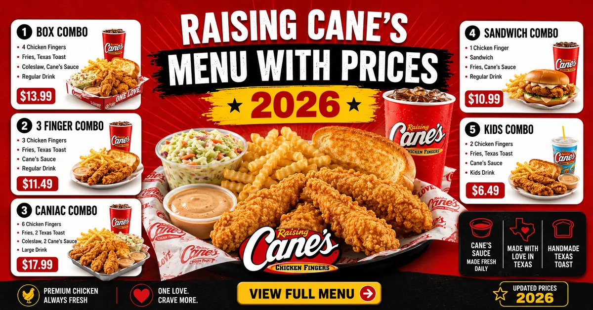 Raising Cane’s Menu 2026