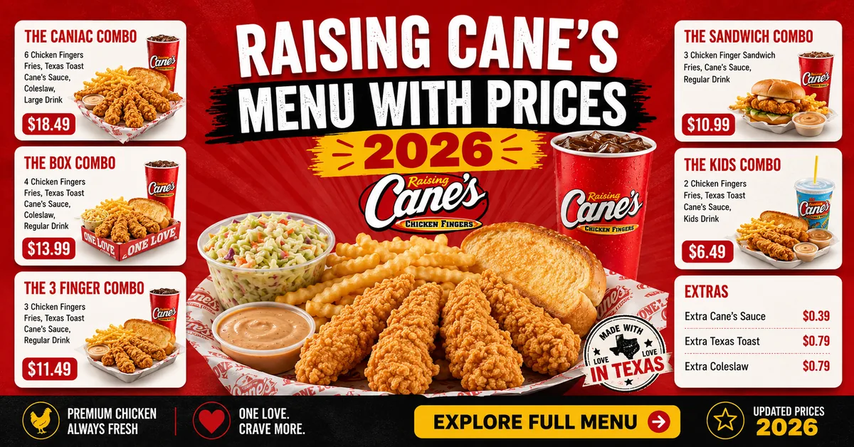See Latest Cane’s Prices